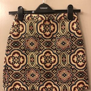 Topshop Folk Jacquard Floral A-Line Skirt